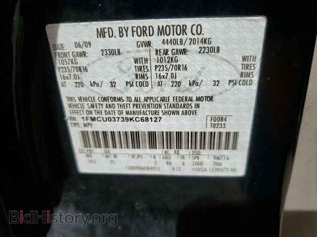 2009 FORD ESCAPE - VIN: 1FMCU03739KC68127 - Фото 12
