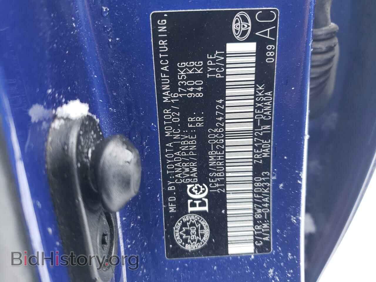 2016 TOYOTA COROLLA - VIN: 2T1BURHE2GC624724 - Фото 13