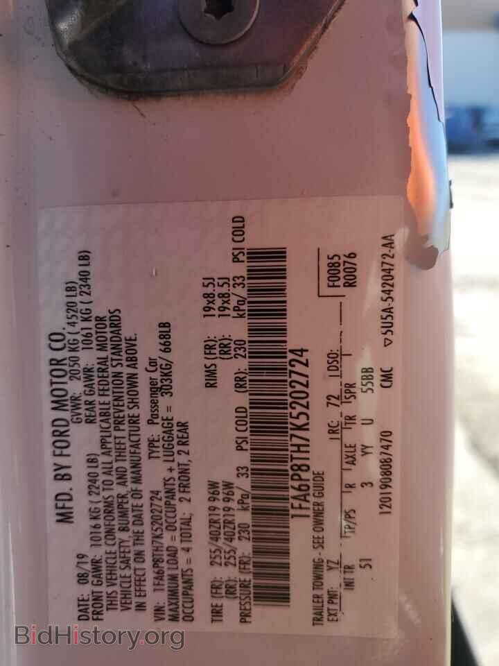 2019 FORD ALL Models - VIN: 1FA6P8TH7K5202724 - Photo 12