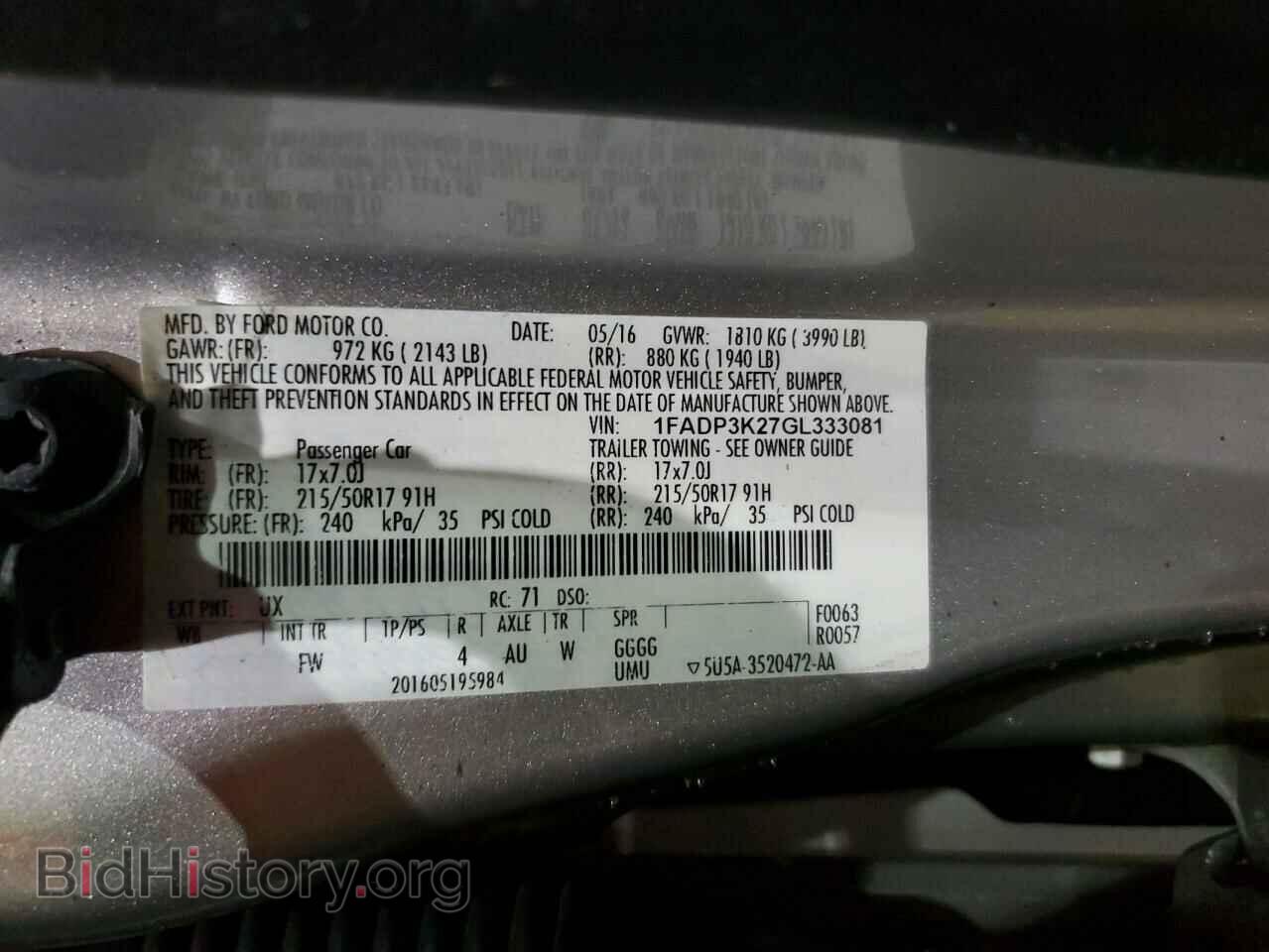 2016 FORD FOCUS - VIN: 1FADP3K27GL333081 - Фото 12