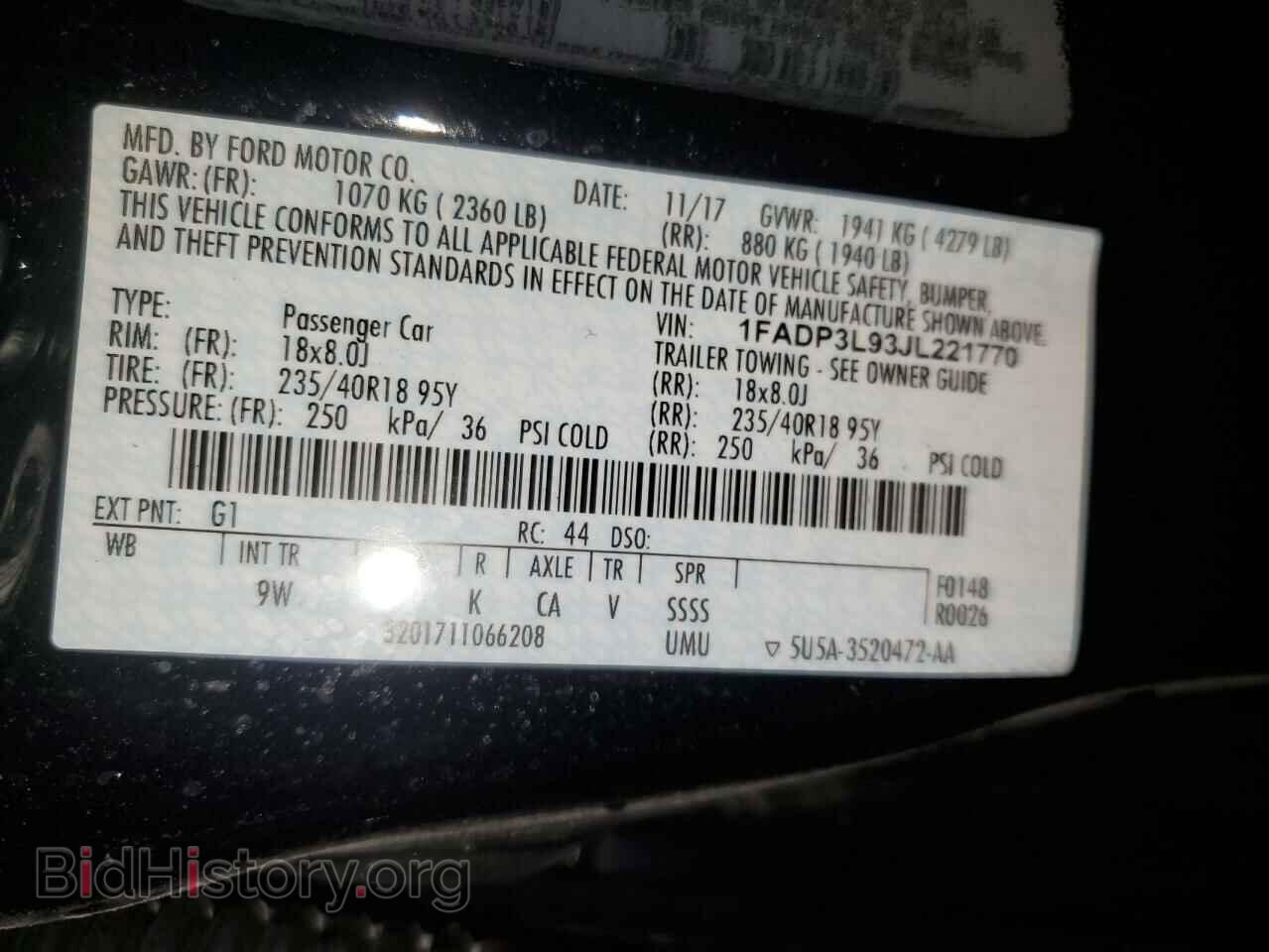 2018 FORD FOCUS - VIN: 1FADP3L93JL221770 - Photo 14