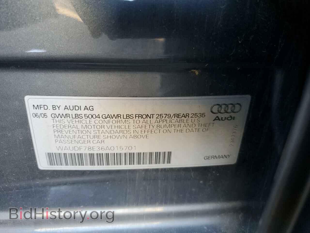 2006 AUDI A4 - VIN: WAUDF78E36A015701 - Фото 12