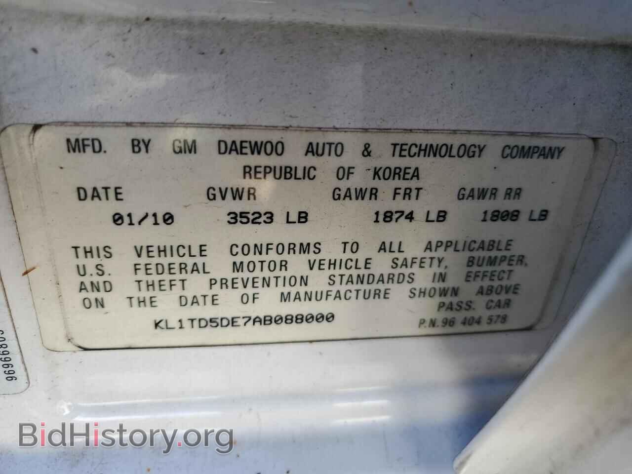 2010 CHEVROLET AVEO - VIN: KL1TD5DE7AB088000 - Фото 12
