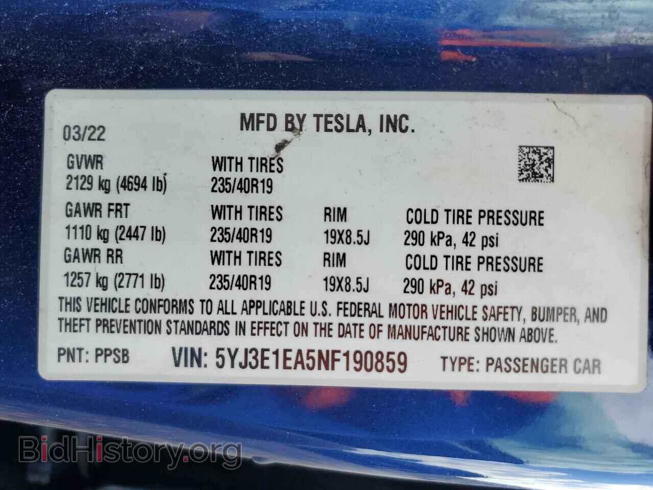 2022 TESLA MODEL 3 - VIN: 5YJ3E1EA5NF190859 - Photo 12