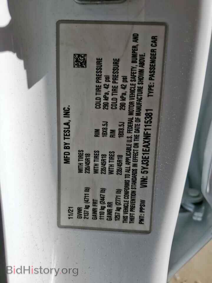 2022 TESLA MODEL 3 - VIN: 5YJ3E1EAXNF115381 - Photo 12