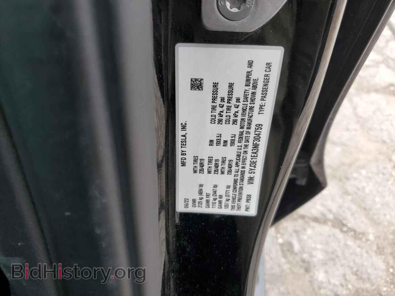 2022 TESLA MODEL 3 - VIN: 5YJ3E1EA3NF304759 - Фото 12