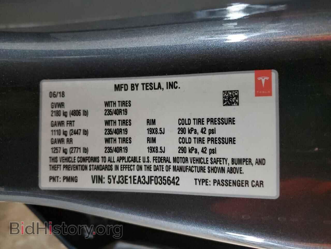 2018 TESLA MODEL 3 - VIN: 5YJ3E1EA3JF035642 - Фото 12