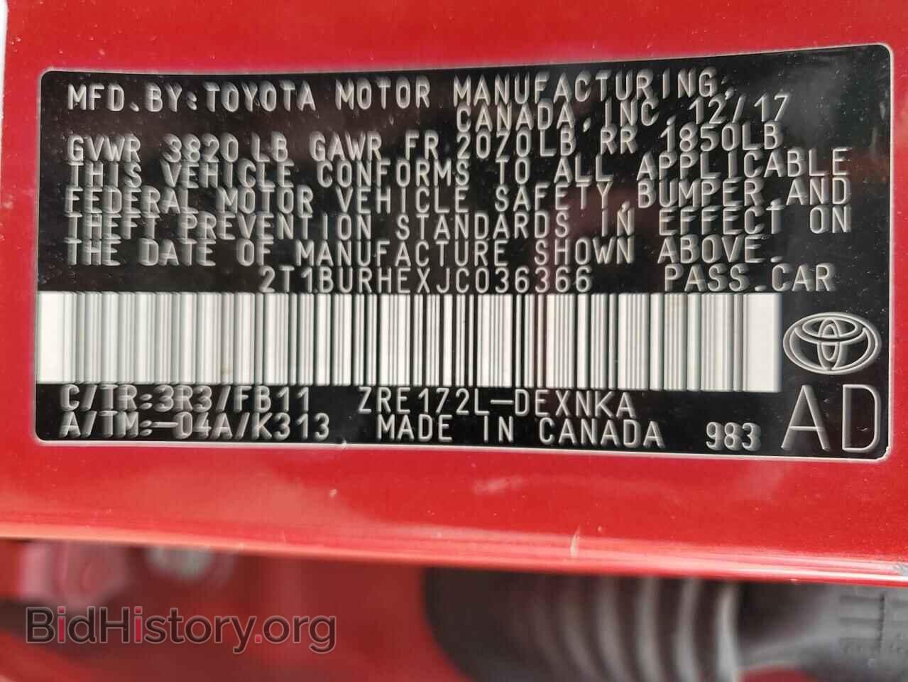 2018 TOYOTA COROLLA - VIN: 2T1BURHEXJC036366 - Фото 13