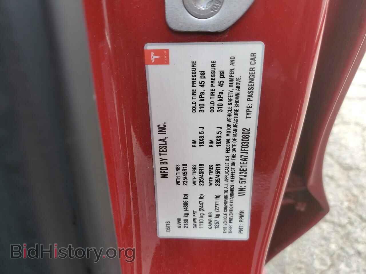 2018 TESLA MODEL 3 - VIN: 5YJ3E1EA7JF030802 - Photo 12