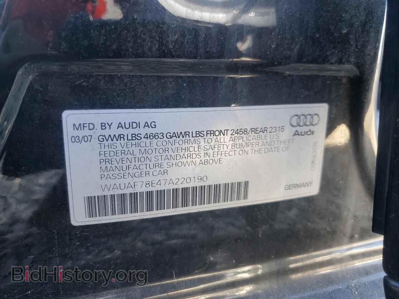 2007 AUDI A4 - VIN: WAUAF78E47A220190 - Photo 12