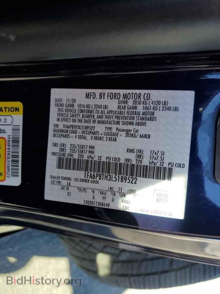 2020 FORD ALL Models - VIN: 1FA6P8TH3L5189522 - Фото 12