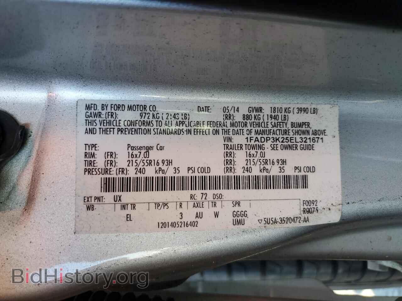 2014 FORD FOCUS - VIN: 1FADP3K25EL321671 - Фото 13