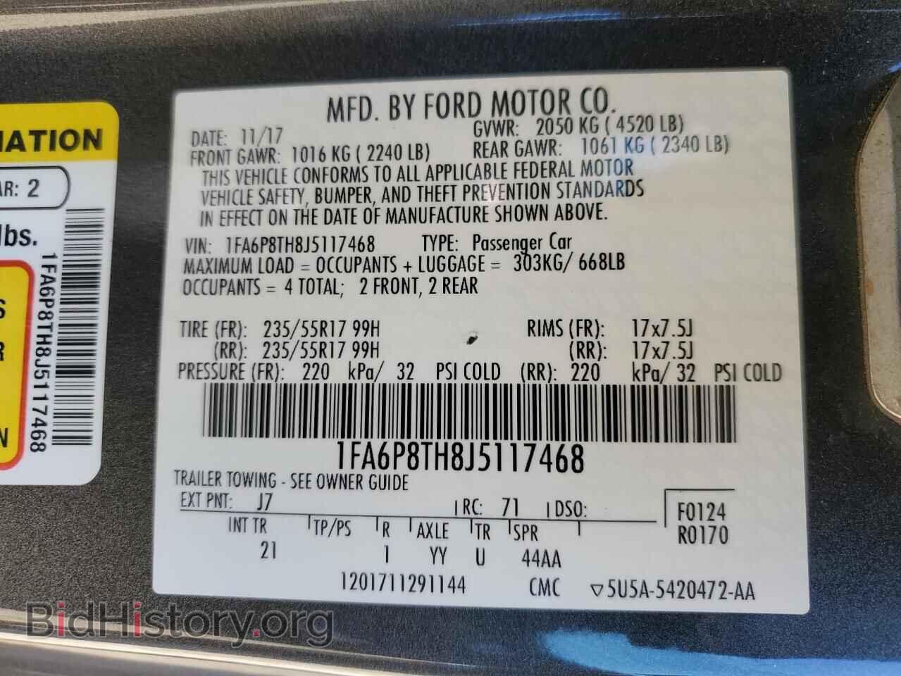 2018 FORD ALL Models - VIN: 1FA6P8TH8J5117468 - Фото 12
