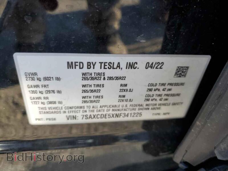 2022 Tesla MODEL X (VIN 7SAXCDE5XNF341225) — фото 13 из 13