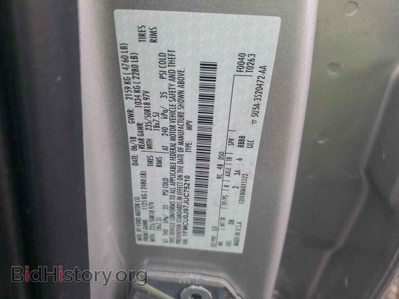 2018 FORD ESCAPE - VIN: 1FMCU0J97JUC75210 - Фото 13