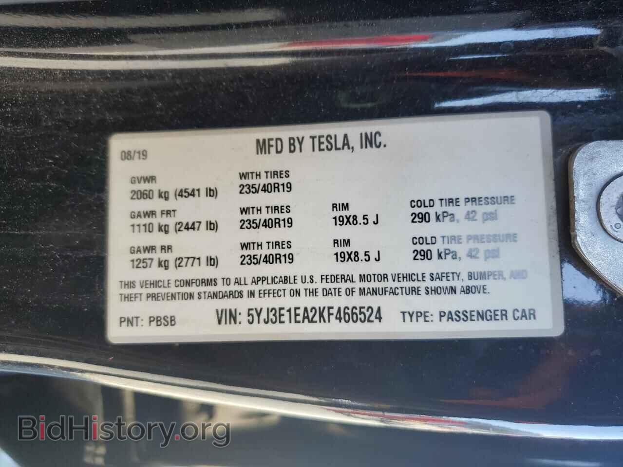 2019 TESLA MODEL 3 - VIN: 5YJ3E1EA2KF466524 - Photo 13