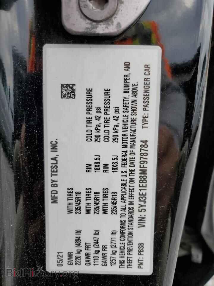 2021 TESLA MODEL 3 - VIN: 5YJ3E1EB8MF978784 - Photo 13