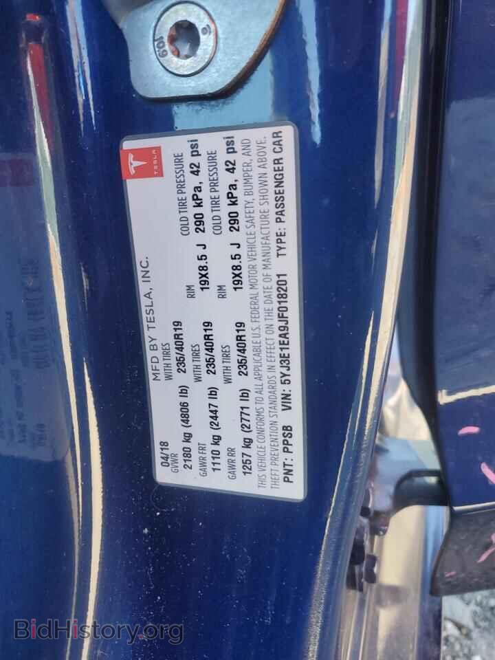 2018 TESLA MODEL 3 - VIN: 5YJ3E1EA9JF018201 - Фото 13