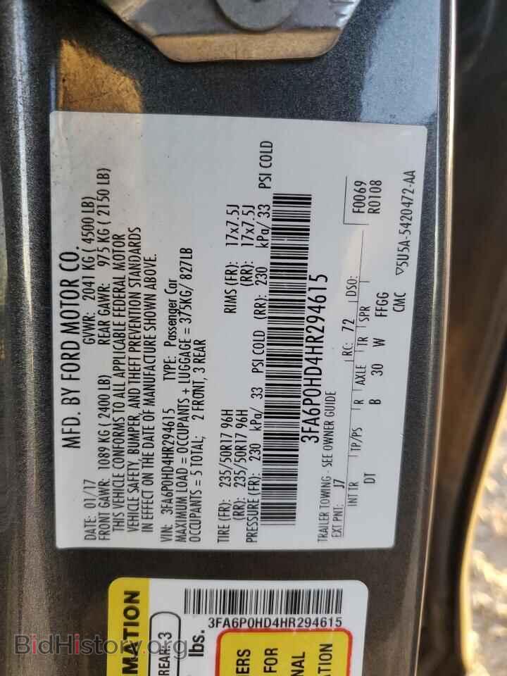 2017 FORD FUSION - VIN: 3FA6P0HD4HR294615 - Фото 12