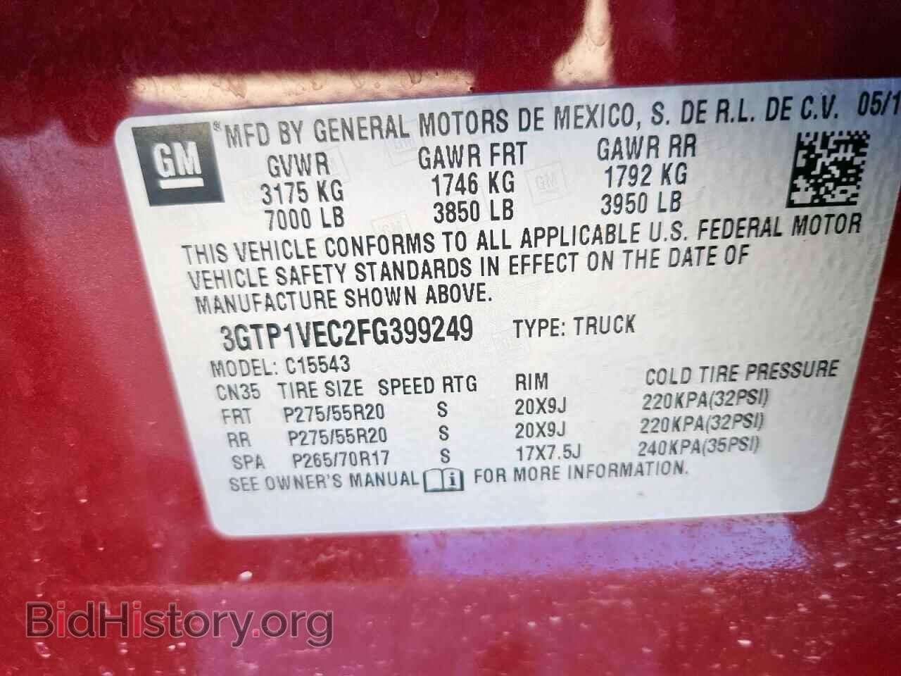2015 GMC SIERRA - VIN: 3GTP1VEC2FG399249 - Photo 12