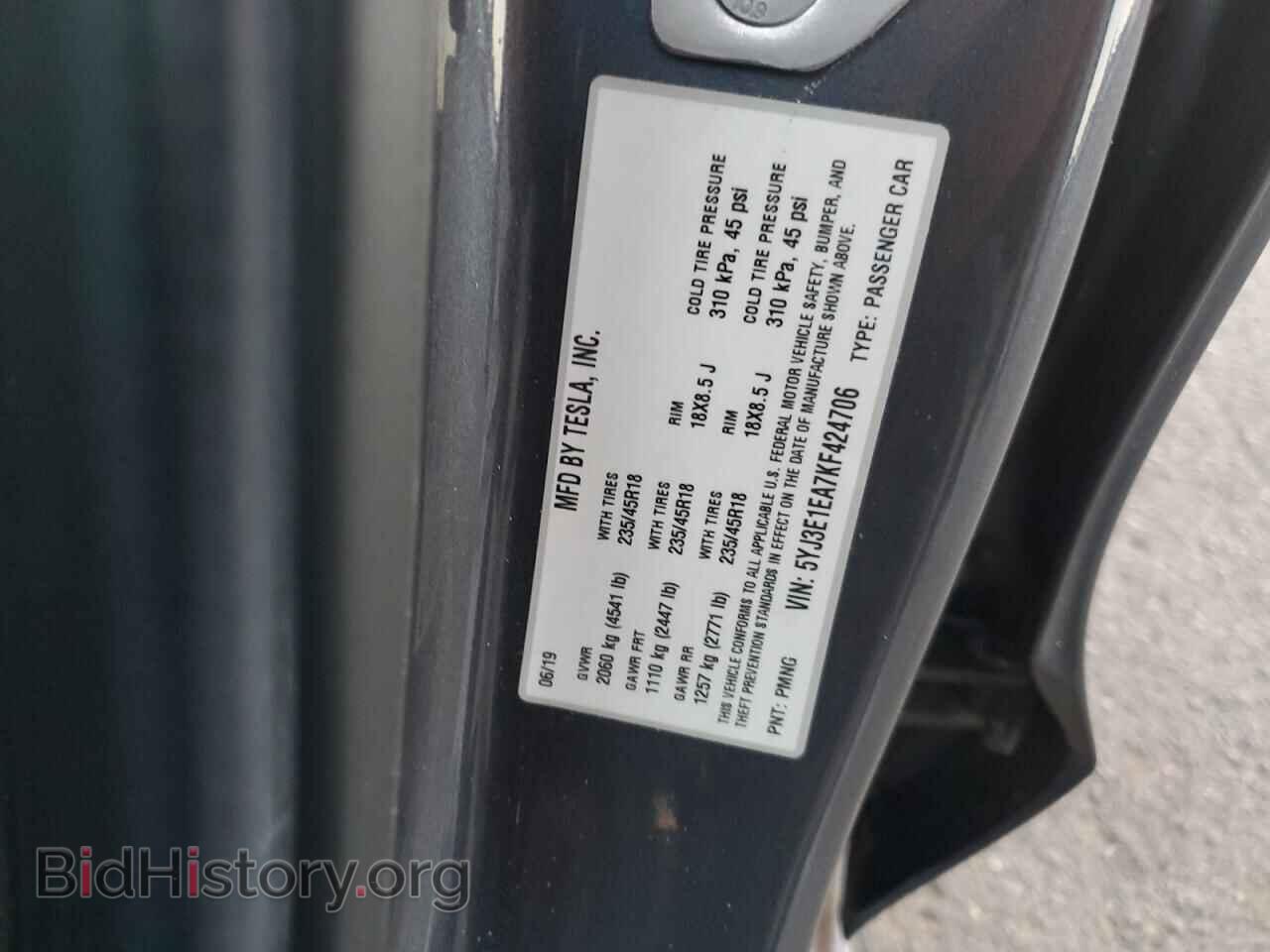 2019 TESLA MODEL 3 - VIN: 5YJ3E1EA7KF424706 - Photo 12