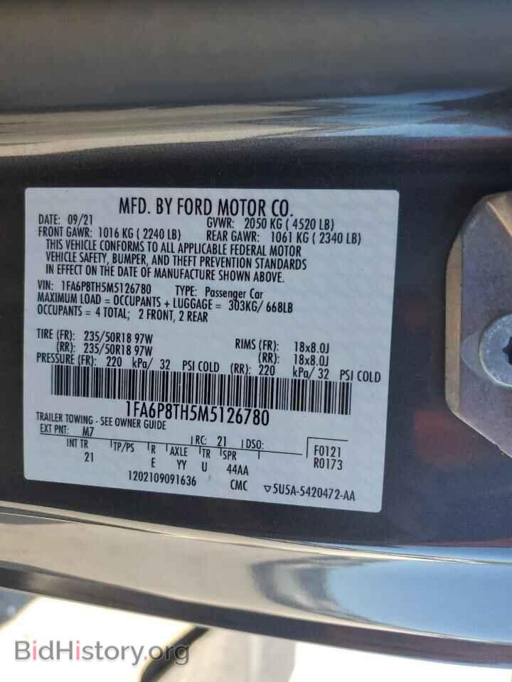 2021 FORD ALL Models - VIN: 1FA6P8TH5M5126780 - Фото 12