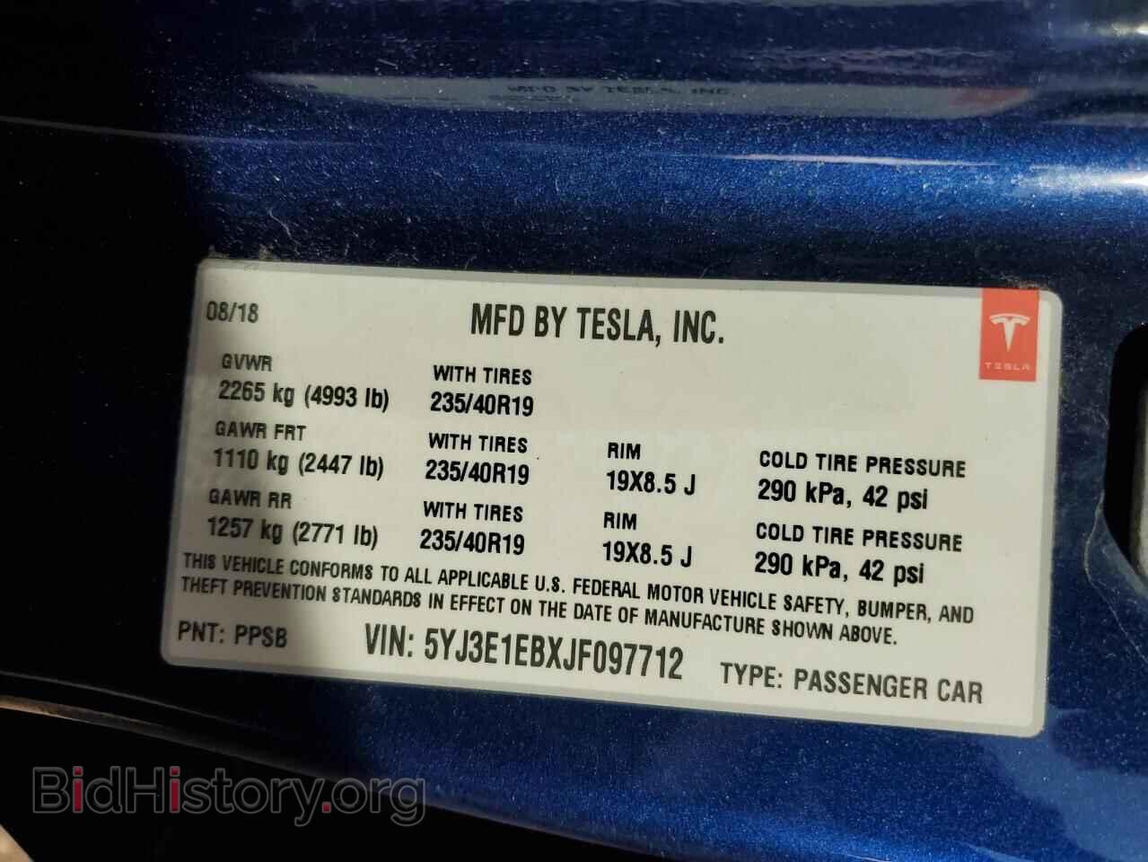 2018 TESLA MODEL 3 - VIN: 5YJ3E1EBXJF097712 - Photo 12