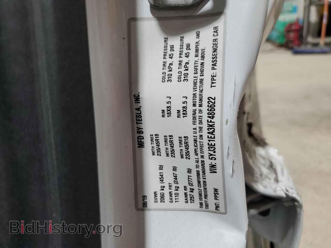 2019 TESLA MODEL 3 - VIN: 5YJ3E1EA3KF486622 - Photo 12