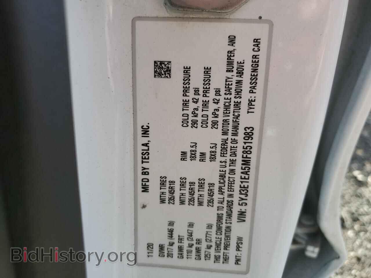 2021 TESLA MODEL 3 - VIN: 5YJ3E1EA5MF851983 - Photo 12