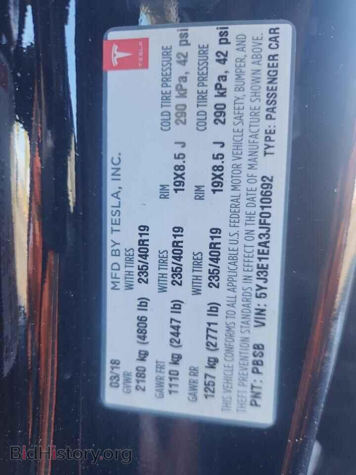 2018 TESLA MODEL 3 - VIN: 5YJ3E1EA3JF010692 - Photo 12