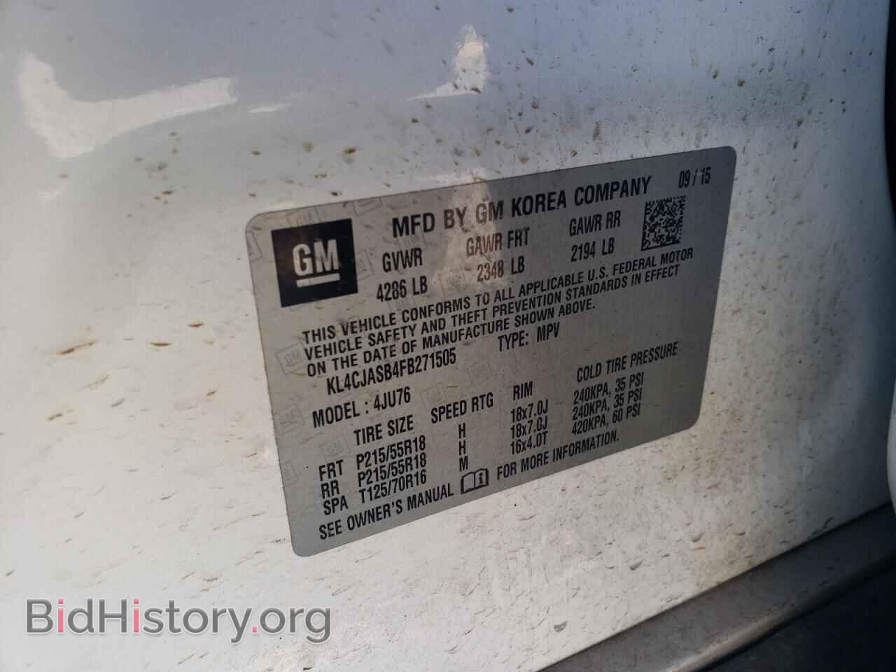 2015 BUICK ENCORE - VIN: KL4CJASB4FB271505 - Фото 13