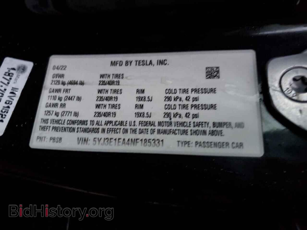 2022 TESLA MODEL 3 - VIN: 5YJ3E1EA4NF185331 - Фото 12