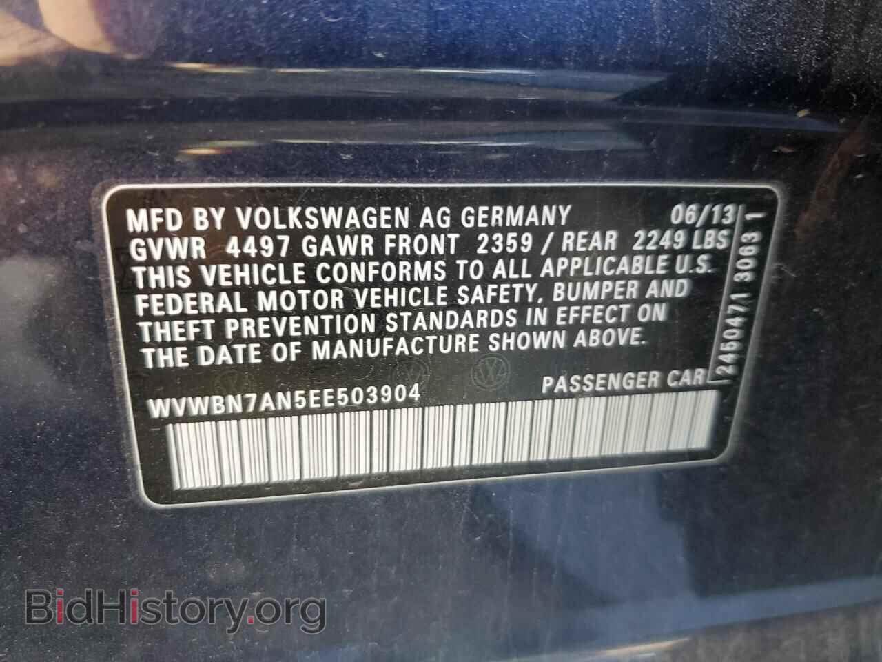 2014 VOLKSWAGEN CC - VIN: WVWBN7AN5EE503904 - Фото 13