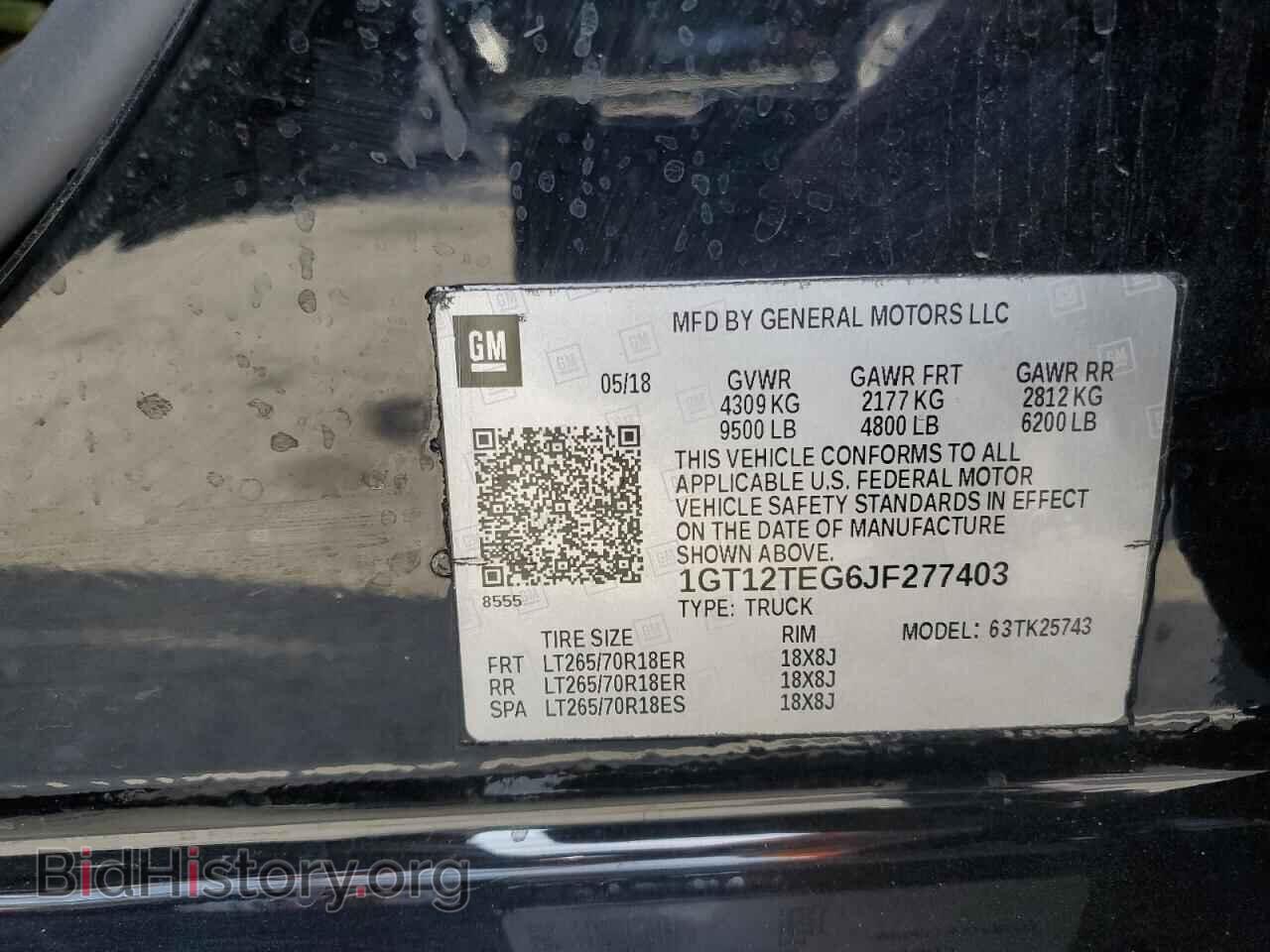 2018 GMC SIERRA - VIN: 1GT12TEG6JF277403 - Фото 12