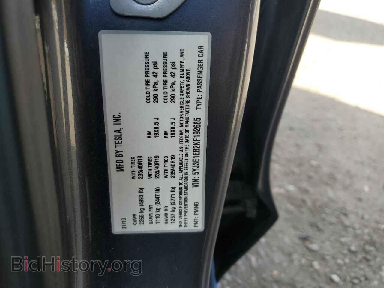 2019 TESLA MODEL 3 - VIN: 5YJ3E1EB2KF192685 - Photo 12