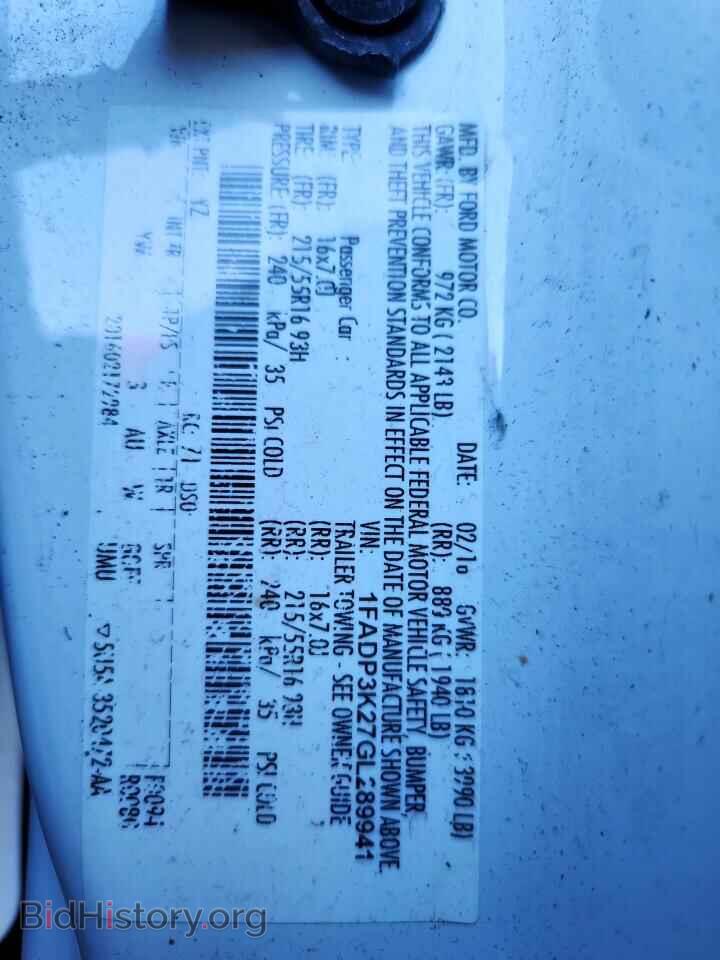 2016 Ford FOCUS (VIN 1FADP3K27GL289941) — photo 12 of 12