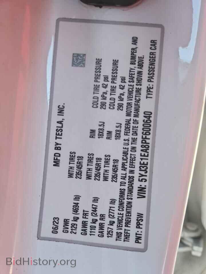 2023 TESLA MODEL 3 - VIN: 5YJ3E1EA8PF600640 - Photo 12