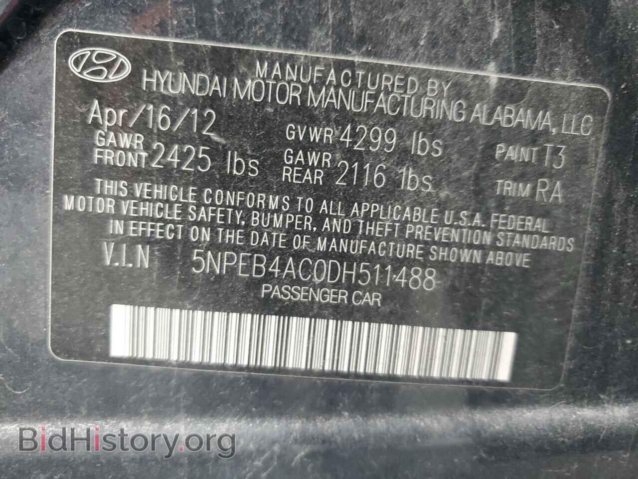 2013 HYUNDAI SONATA - VIN: 5NPEB4AC0DH511488 - Фото 13