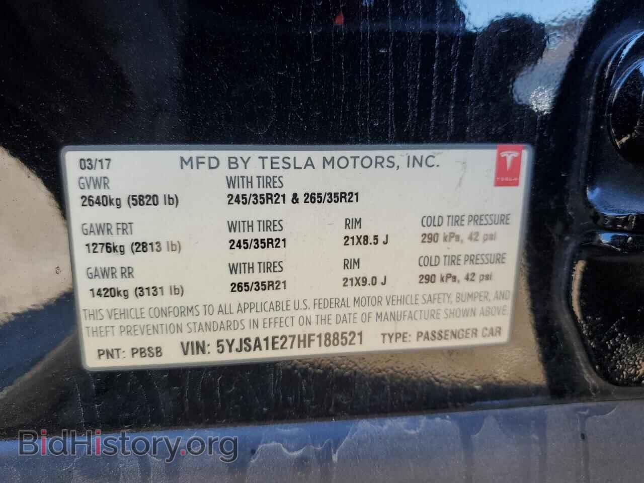 2017 TESLA MODEL S - VIN: 5YJSA1E27HF188521 - Photo 12