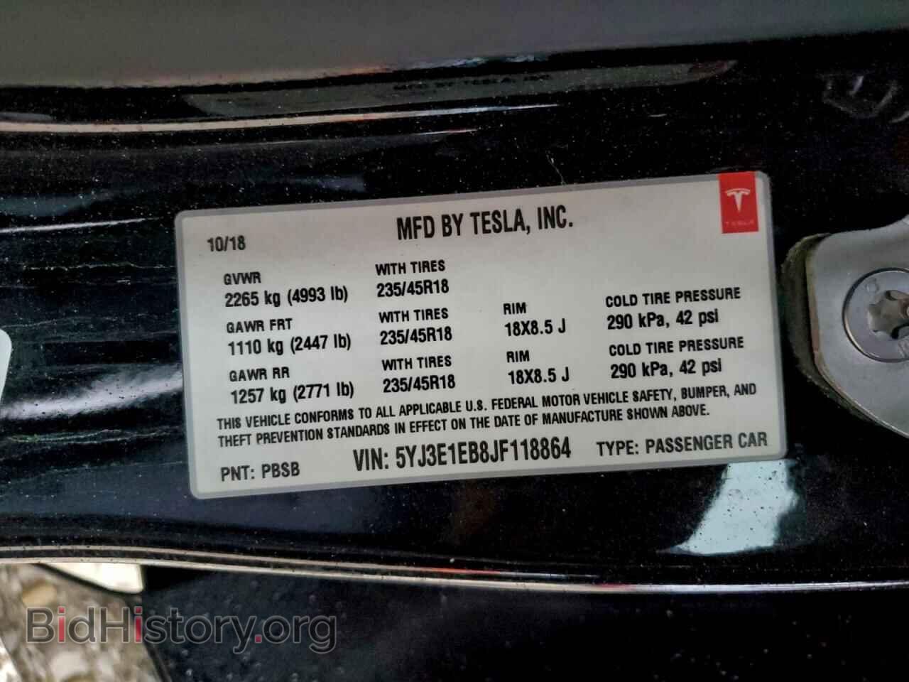 2018 TESLA MODEL 3 - VIN: 5YJ3E1EB8JF118864 - Фото 14
