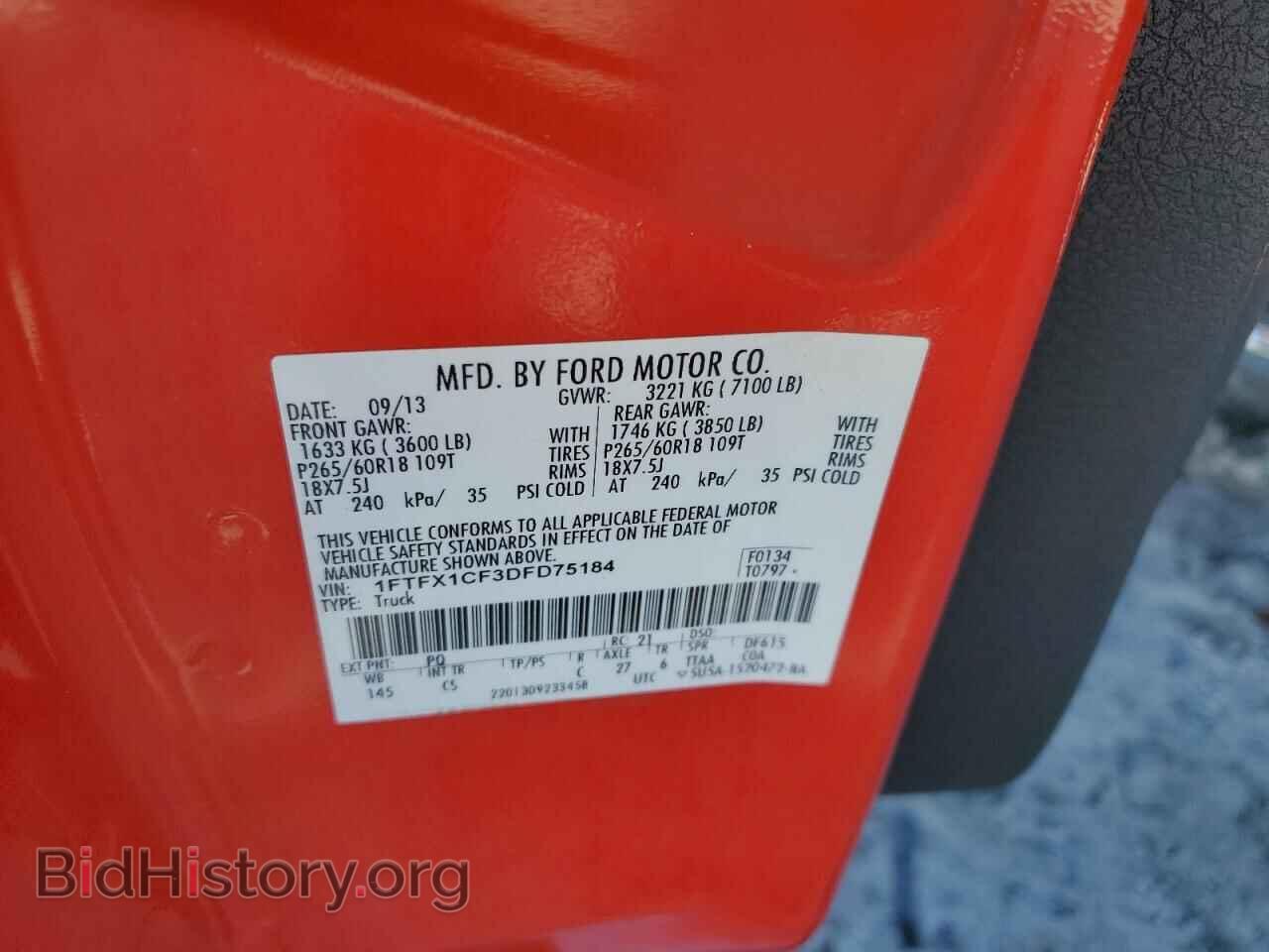 2013 FORD F-150 - VIN: 1FTFX1CF3DFD75184 - Фото 12