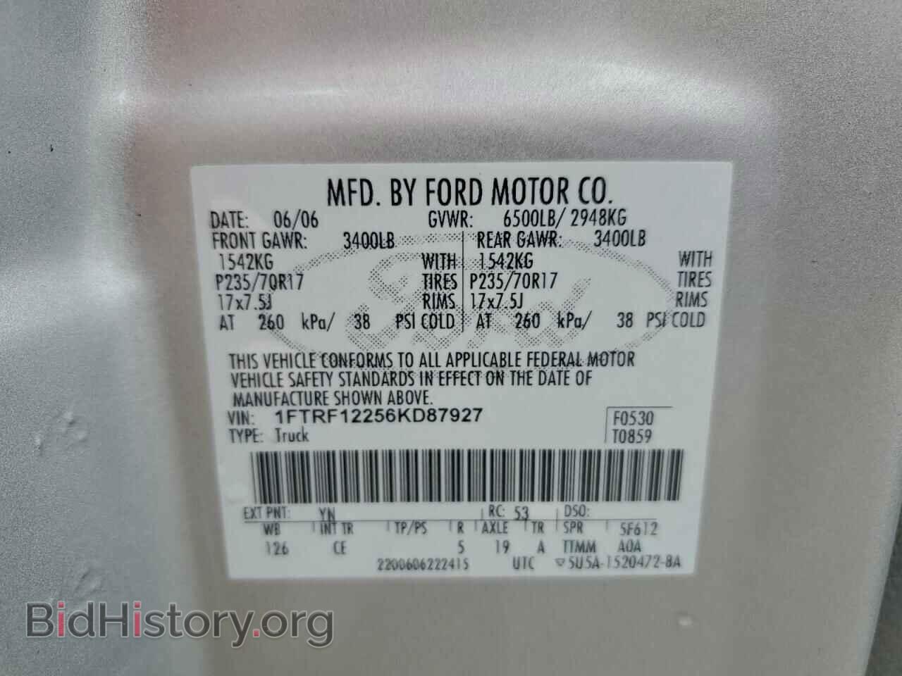 2006 FORD All Models - VIN: 1FTRF12256KD87927 - Фото 13