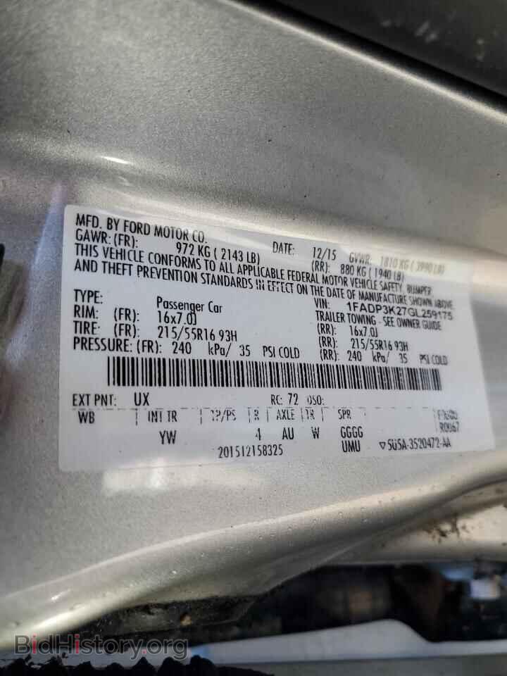 2016 FORD FOCUS - VIN: 1FADP3K27GL259175 - Фото 12