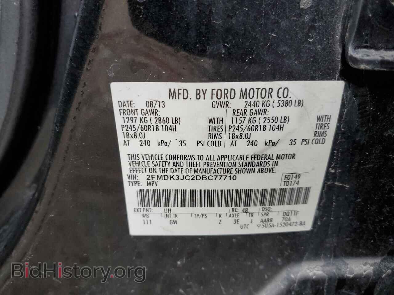 2013 FORD EDGE - VIN: 2FMDK3JC2DBC77710 - Photo 13