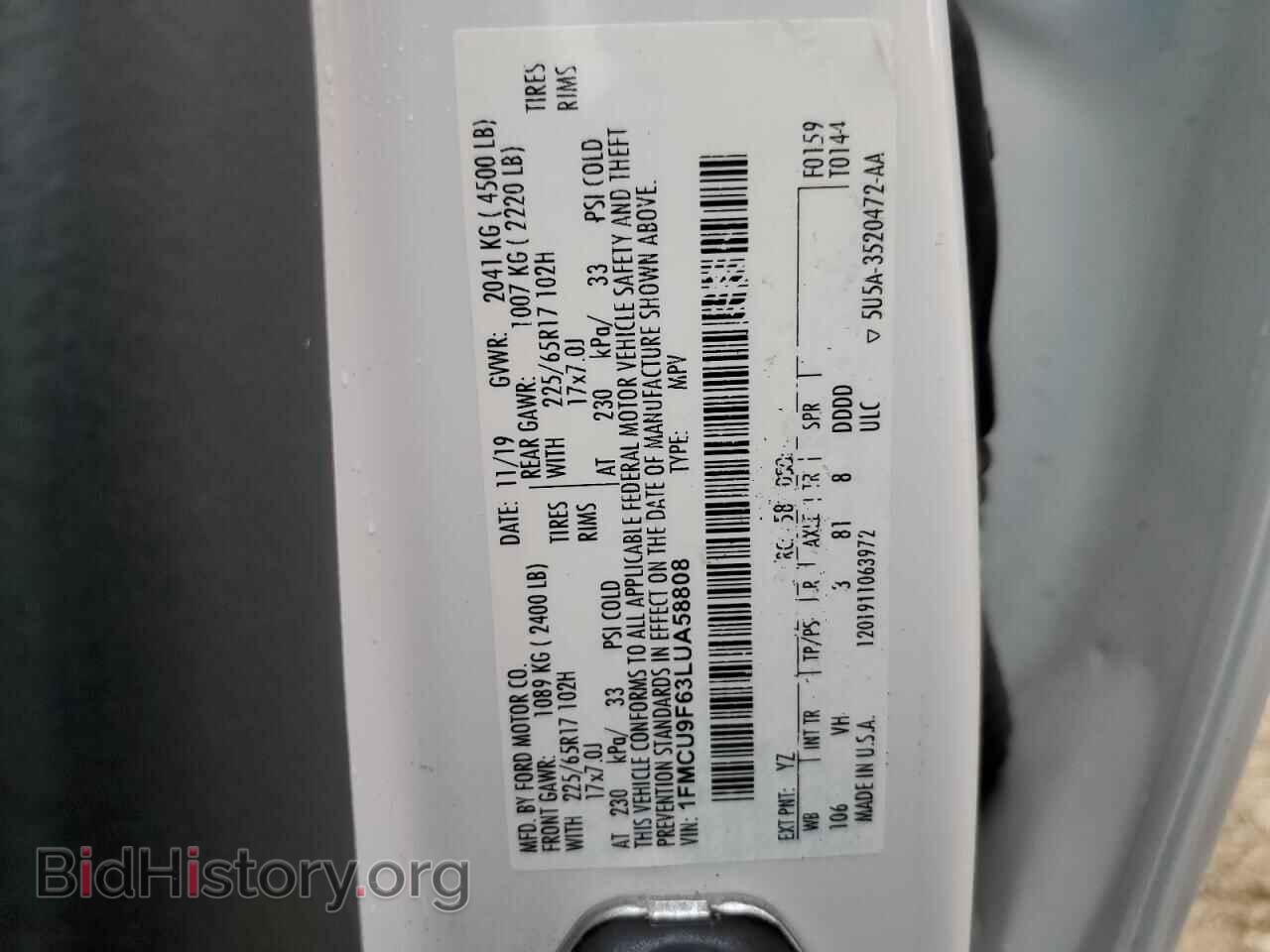 2020 FORD ESCAPE - VIN: 1FMCU9F63LUA58808 - Photo 13