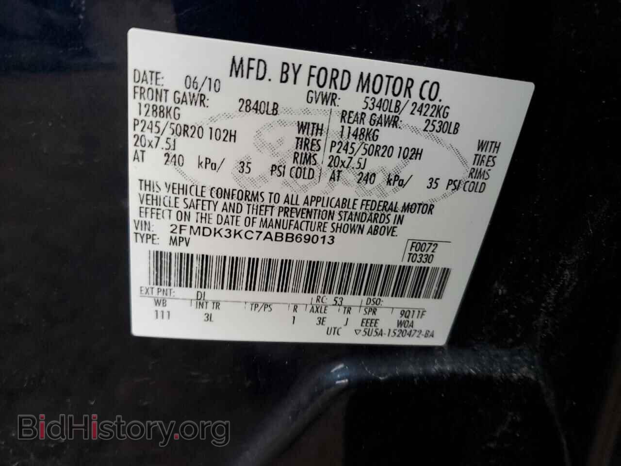 2010 FORD EDGE - VIN: 2FMDK3KC7ABB69013 - Фото 13