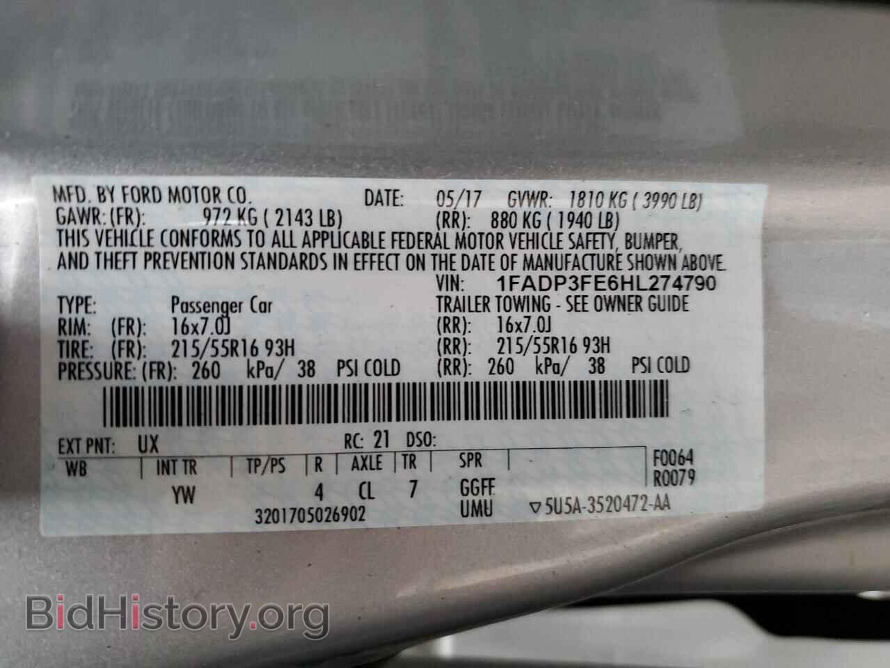 2017 FORD ALL Models - VIN: 1FADP3FE6HL274790 - Фото 13