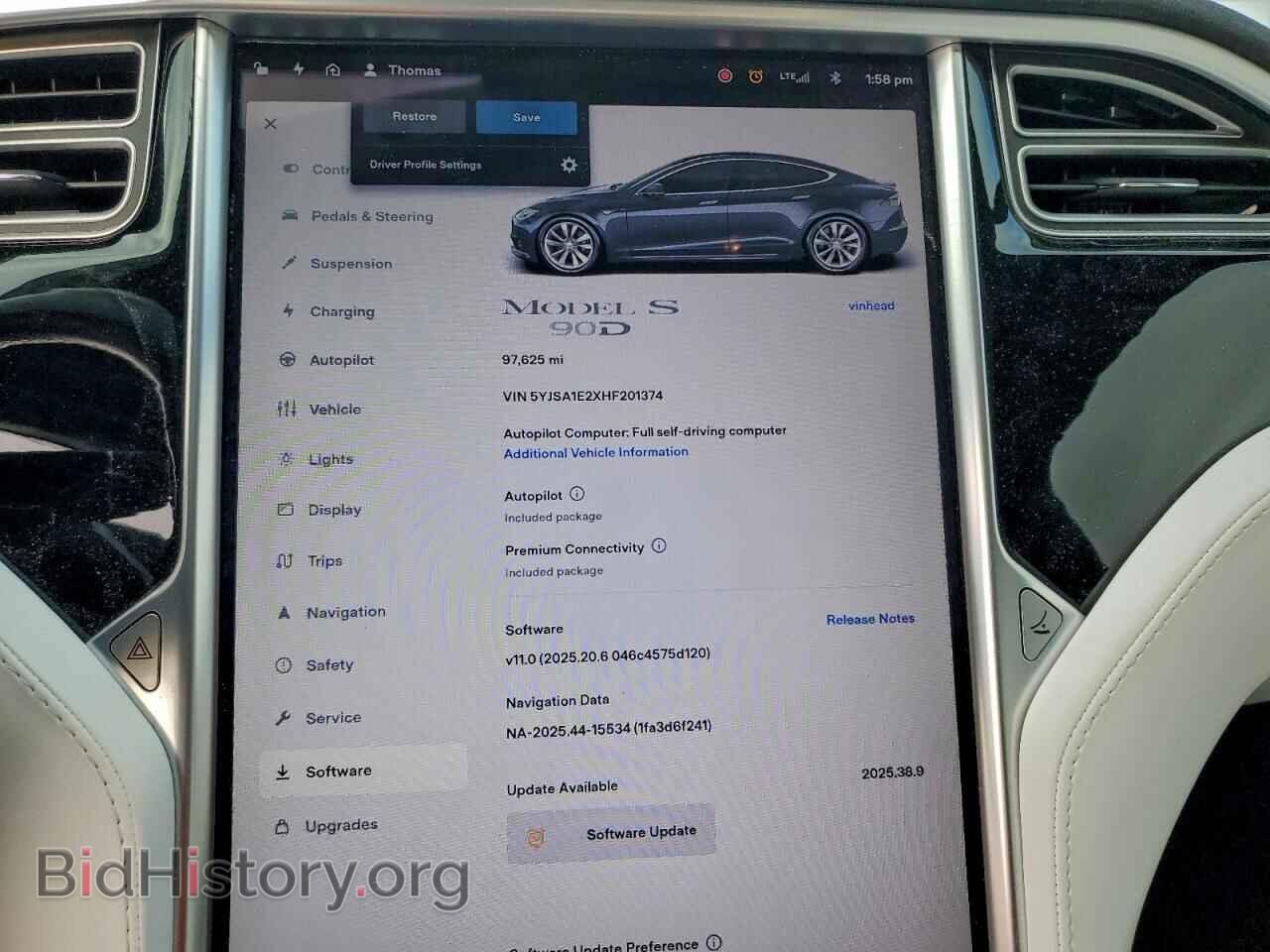 2017 TESLA MODEL S - VIN: 5YJSA1E2XHF201374 - Photo 9