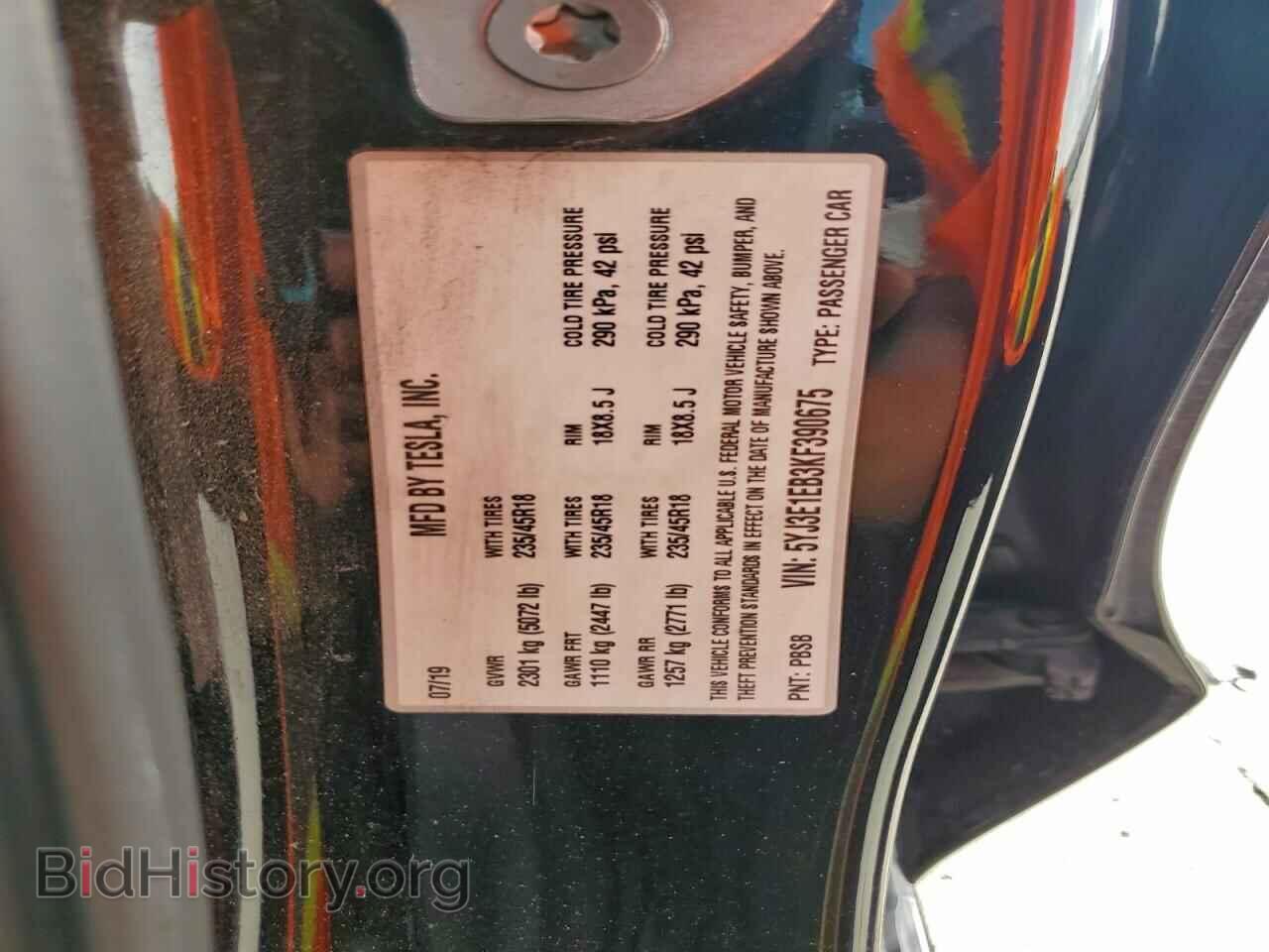 2019 TESLA MODEL 3 - VIN: 5YJ3E1EB3KF390675 - Photo 12