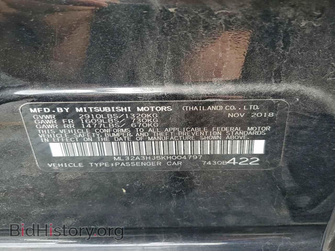 2019 MITSUBISHI MIRAGE - VIN: ML32A3HJ5KH004797 - Фото 12